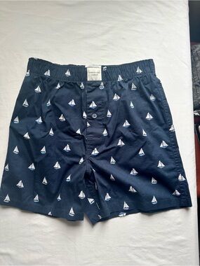 NWT American Eagle Navy Blue Sailboat Print Stretch Boxer Shorts Size XS